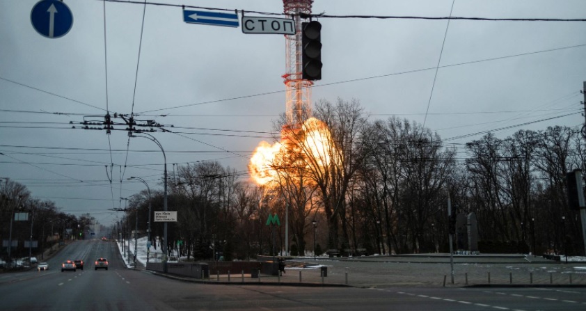 乌克兰基埔电视塔附近爆炸